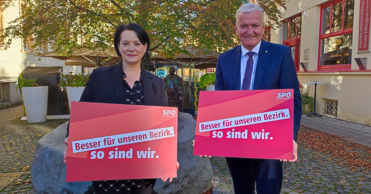  - © SPÖ-Landesvorsitzender LHStv. Franz Schnabl und die Mistelbacher SPÖ-Spitzenkandidatin für die Landtagswahl, Frauenvorsitzende Claudia Musil.