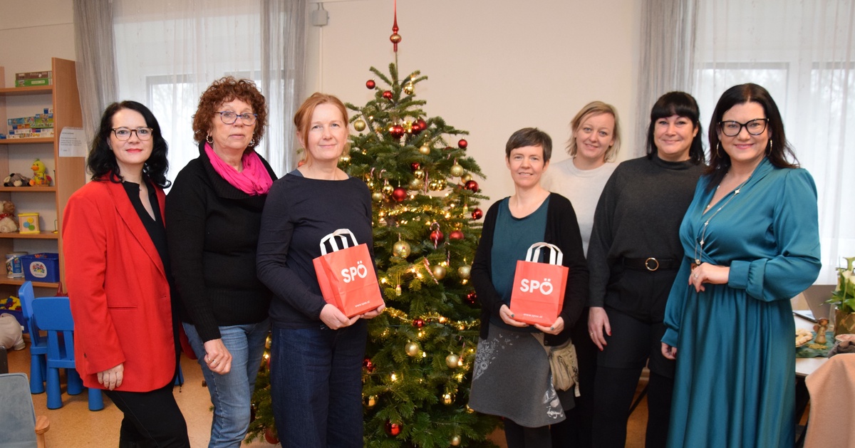 - © Landesfrauen-Geschäftsführerin Claudia Musil, GRin Roswitha Janka, die Frauenhaus-Mitarbeiterinnen Doris Balzer und Sandra Schreiber, SPÖ-Bezirksgeschäftsführerin Silvia Schneider, GRin Romana Spitzbart-Kleewein und Nationalratsabgeordnete Melanie Erasim.